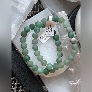 Set of 2 Aventurine Crystal Stone 8mm Bracelets 7” Handmade